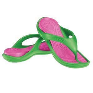 Crocs Green And Pink Athens Flip Flops